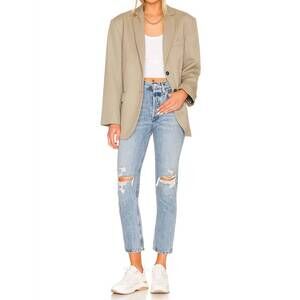 NEW AGOLDE women's riley crop highrise straight jeans in blitz